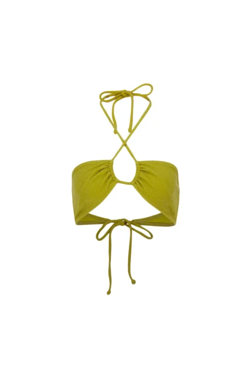 Fashion Karo Kauer Bikini Top Glitter Olive