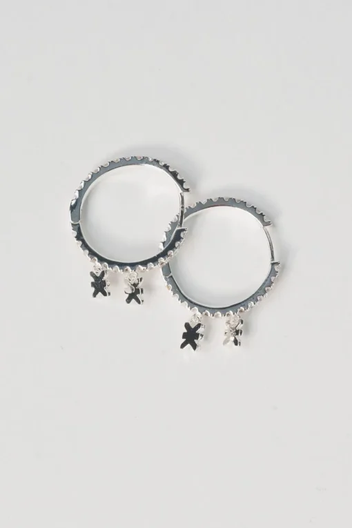 New Karo Kauer Creole Sparkle Mini Logos Silver
