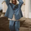 Fashion Karo Kauer Denim Overshirt Blue