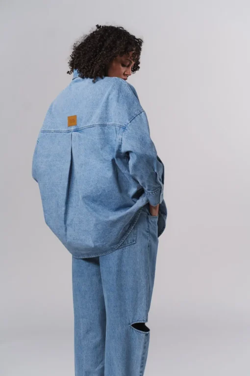 Fashion Karo Kauer Denim Overshirt Blue