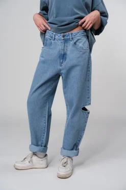 Fashion Karo Kauer Denim Pants Blue Cut Out