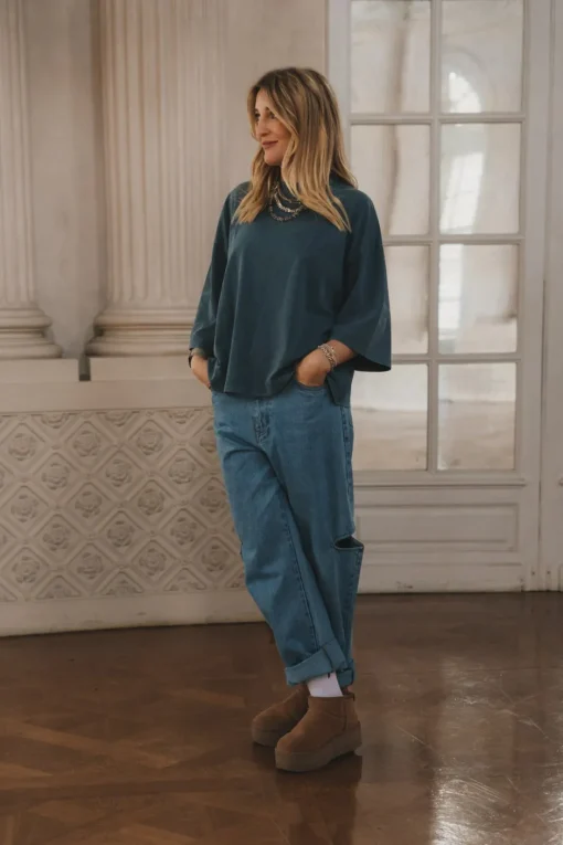 Fashion Karo Kauer Denim Pants Blue Cut Out