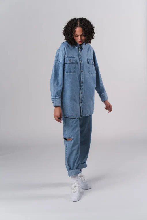 Fashion Karo Kauer Denim Pants Blue Cut Out