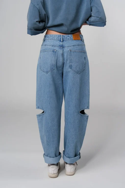 Fashion Karo Kauer Denim Pants Blue Cut Out