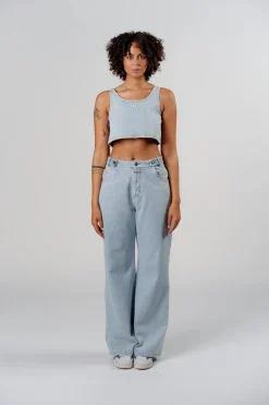 Outlet Karo Kauer Denim Pants Light Blue