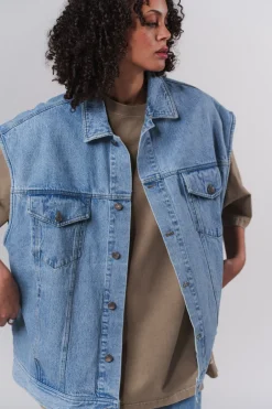 Clearance Karo Kauer Denim Vest Blue