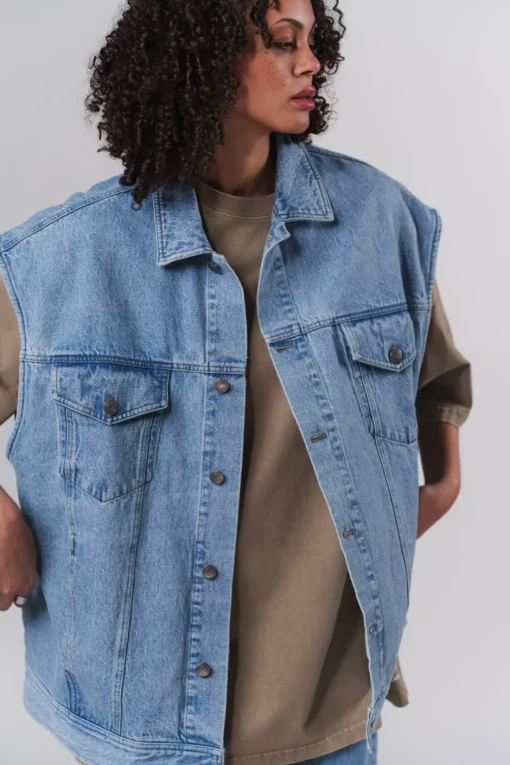 Clearance Karo Kauer Denim Vest Blue