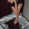 New Karo Kauer Faux Leather Pants Silver