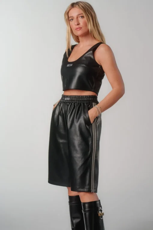 Outlet Karo Kauer Faux Leather Top
