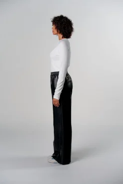 Hot Karo Kauer Faux Leather Trackpants Black