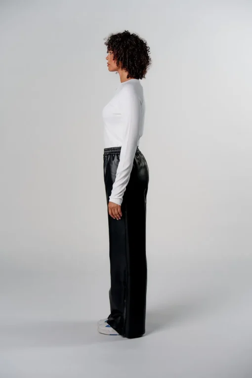 Hot Karo Kauer Faux Leather Trackpants Black