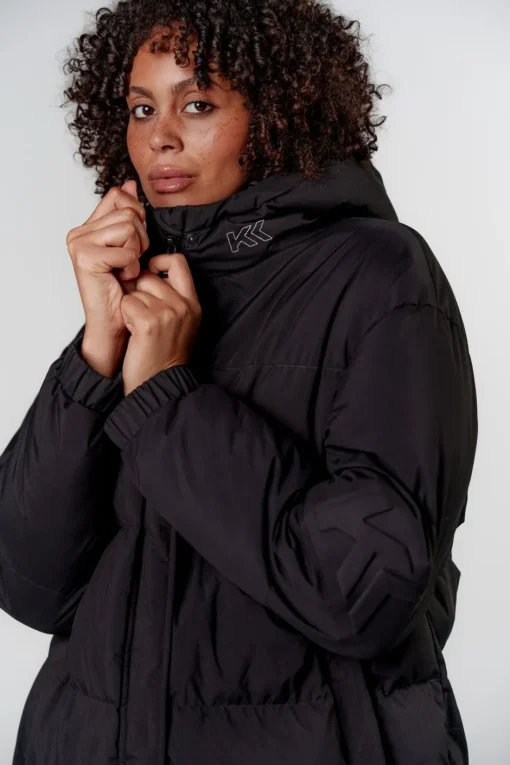 Fashion Karo Kauer Puffer Coat Black