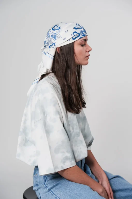 Sale Karo Kauer Silky Scarf Navy Sand