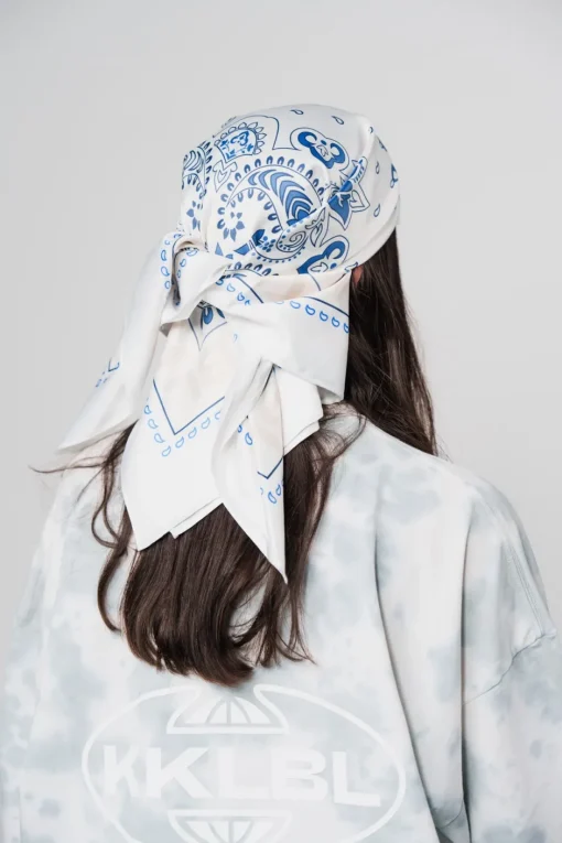 Sale Karo Kauer Silky Scarf Navy Sand