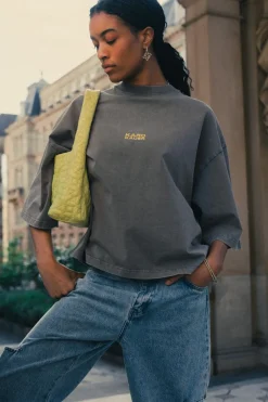 Discount Karo Kauer T-Shirt Cropped Washed Grey