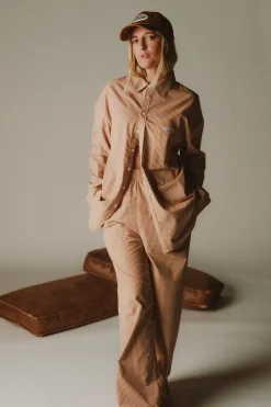 Clearance Karo Kauer Woven Blouse Camel