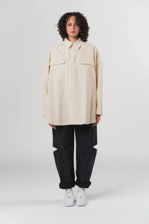 Outlet Karo Kauer Woven Blouse Striped white