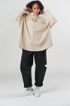 Outlet Karo Kauer Woven Blouse Striped white