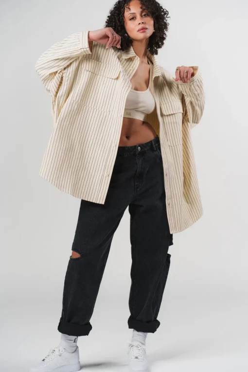 Outlet Karo Kauer Woven Blouse Striped white
