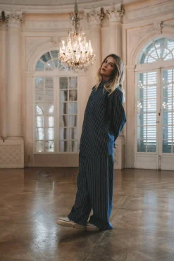 Clearance Karo Kauer Woven Pants Striped Navy
