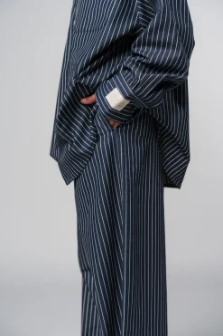 Clearance Karo Kauer Woven Pants Striped Navy