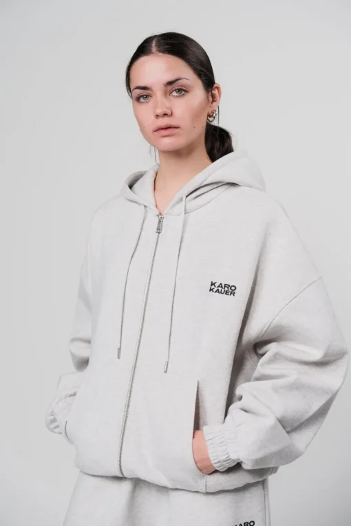 Online Karo Kauer Zipped Hoodie Light Grey